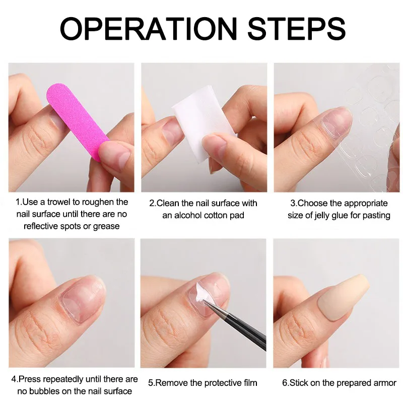 New 600PCS Double Sided Glue Nail Sticker Nail Art Sticker Nail Stickers Self-adhesive Jelly False Nails Tips GDJ01 thumbnail 6