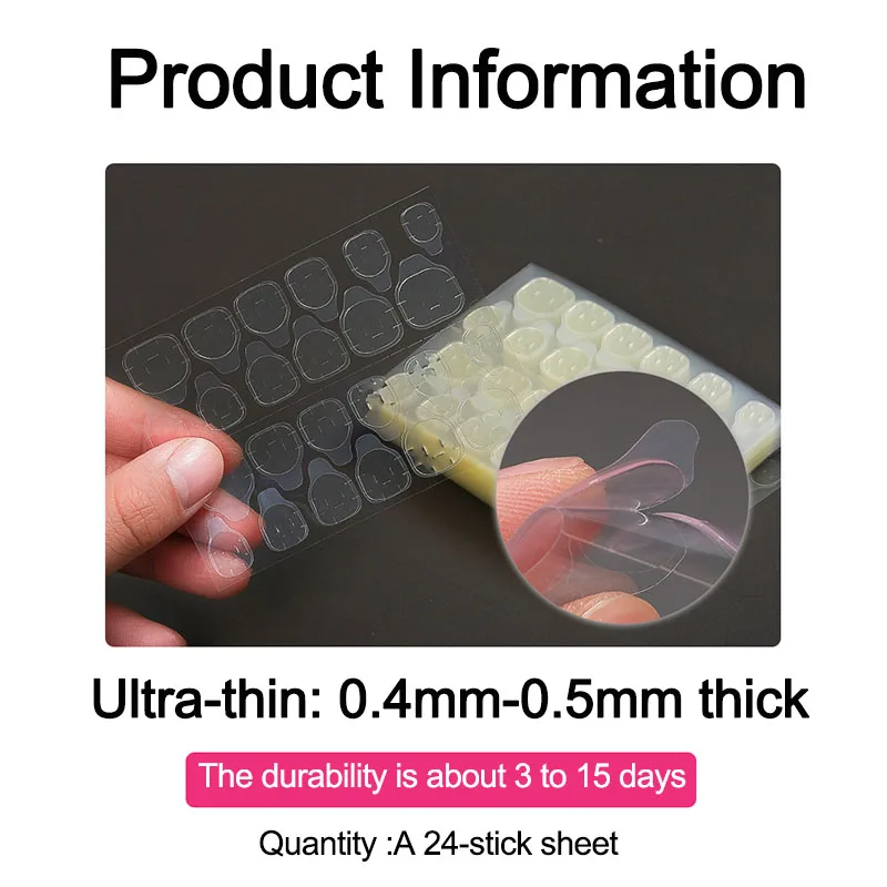 New 600PCS Double Sided Glue Nail Sticker Nail Art Sticker Nail Stickers Self-adhesive Jelly False Nails Tips GDJ01 thumbnail 4
