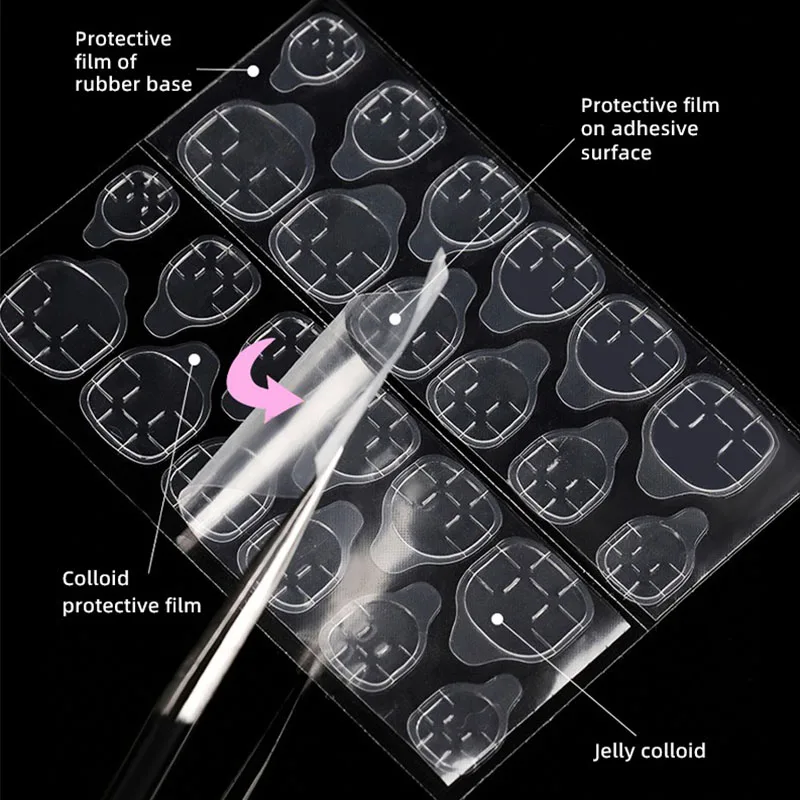New 600PCS Double Sided Glue Nail Sticker Nail Art Sticker Nail Stickers Self-adhesive Jelly False Nails Tips GDJ01 thumbnail 2