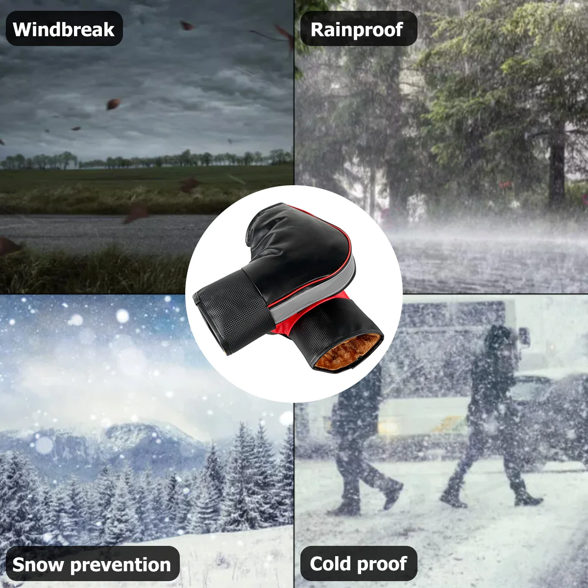 1Pair Motorcycle Handlebar Muffs Protective Motorcycle Scooter Thick Warm Grip Handle Bar Muff Rainproof Winter Warmer Gloves thumbnail 3
