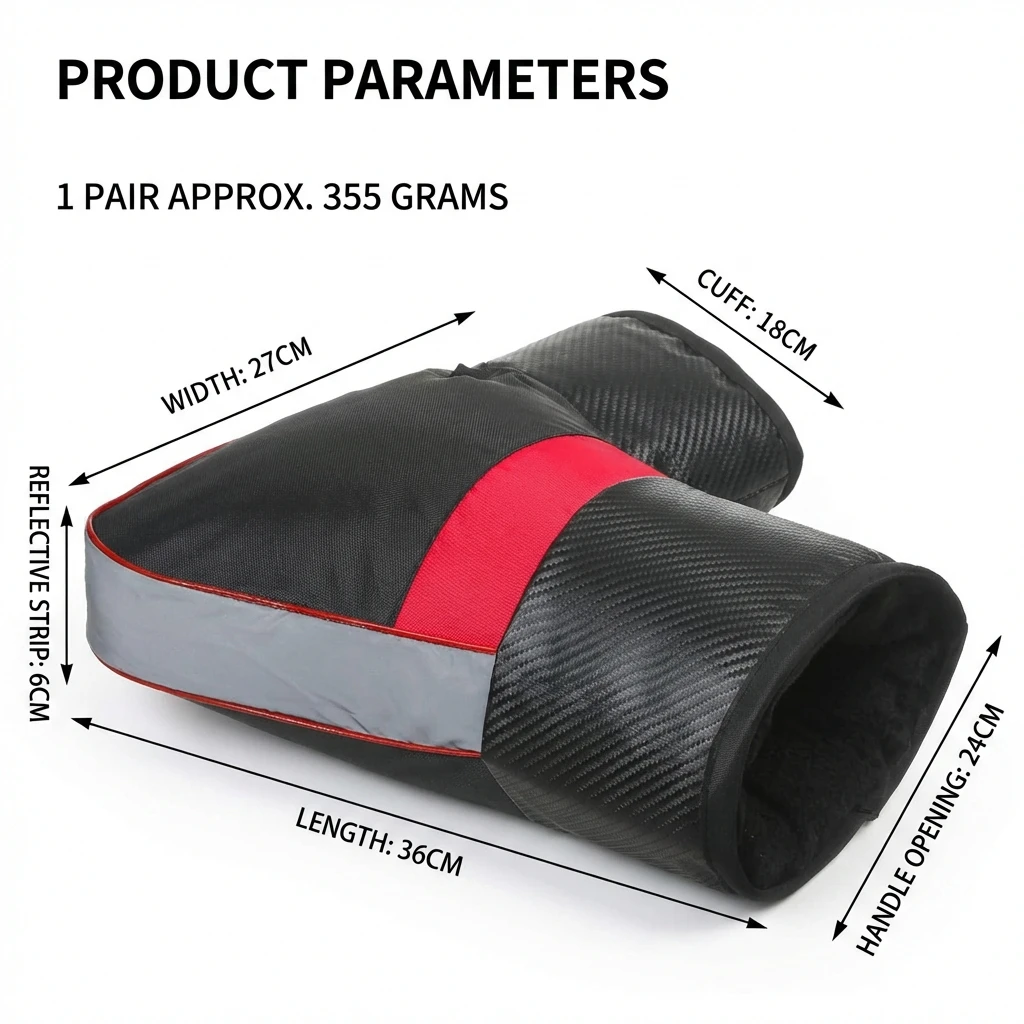 1Pair Motorcycle Handlebar Muffs Protective Motorcycle Scooter Thick Warm Grip Handle Bar Muff Rainproof Winter Warmer Gloves thumbnail 4