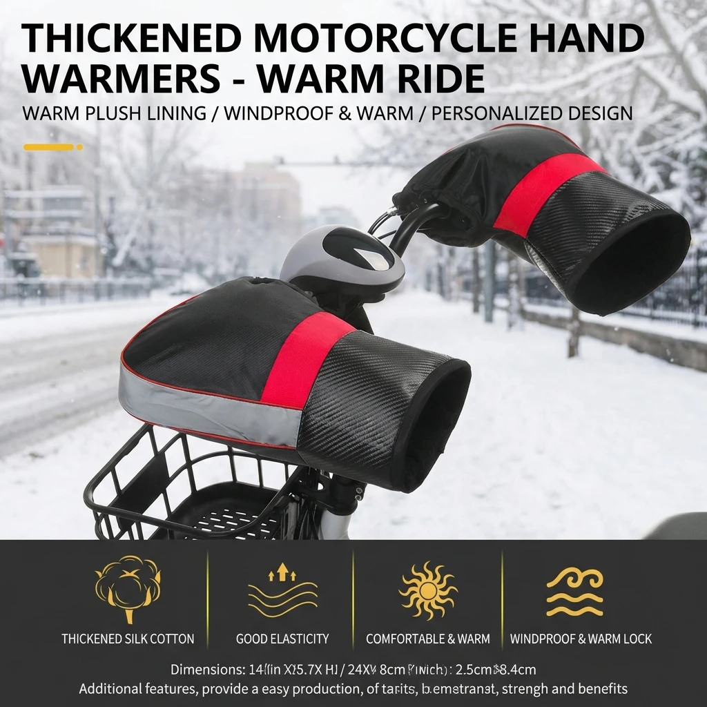 1Pair Motorcycle Handlebar Muffs Protective Motorcycle Scooter Thick Warm Grip Handle Bar Muff Rainproof Winter Warmer Gloves thumbnail 6