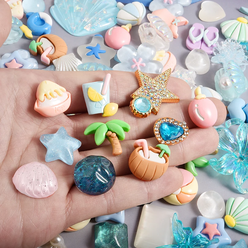 10/20/30/50pcs Random Mix Ocean Charms For Junk Cases Starfish Shell Fish Pendant Jewelry Making Charm Bulk DIY Phone Case Shoes thumbnail 2