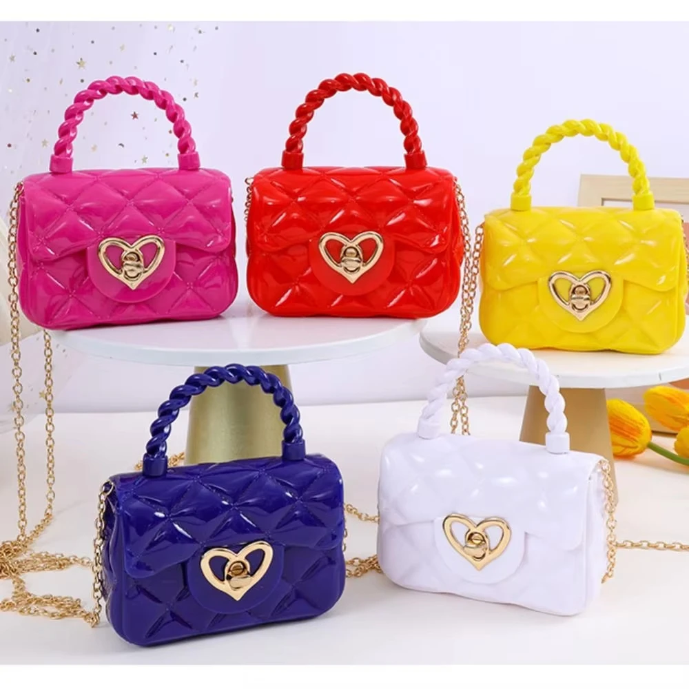 Fashion Kids PU Leather Crossbody Bag Girls Heart Shoulder Jelly Mini Coin Purse Children's Handbag Gift thumbnail 3