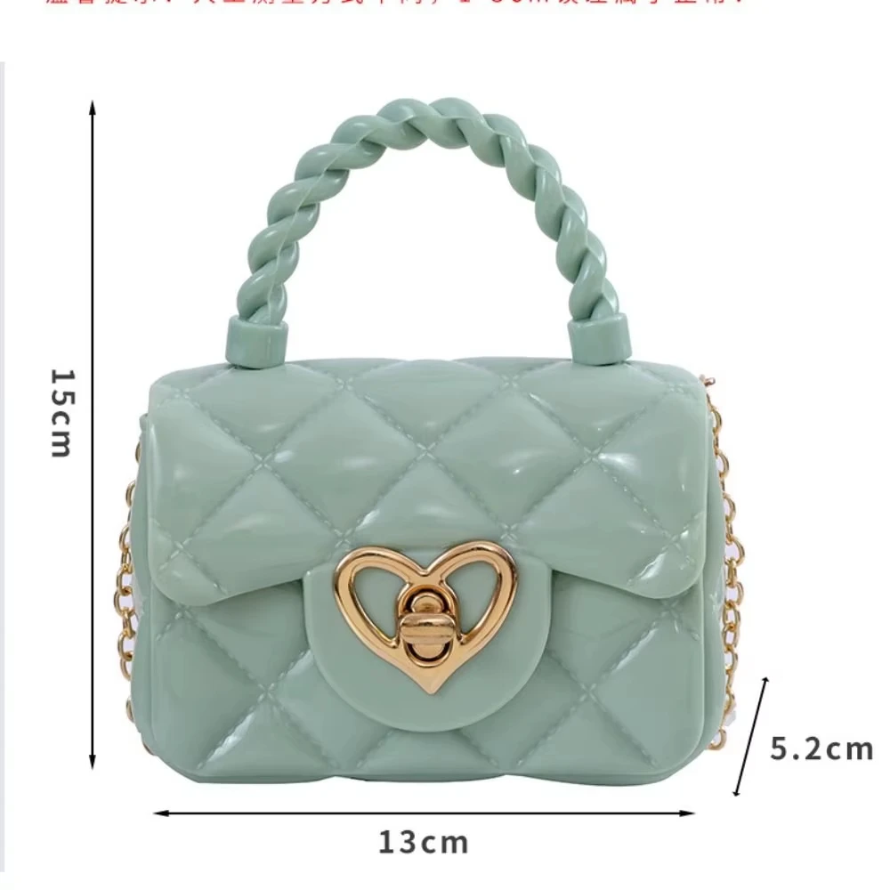 Fashion Kids PU Leather Crossbody Bag Girls Heart Shoulder Jelly Mini Coin Purse Children's Handbag Gift thumbnail 6