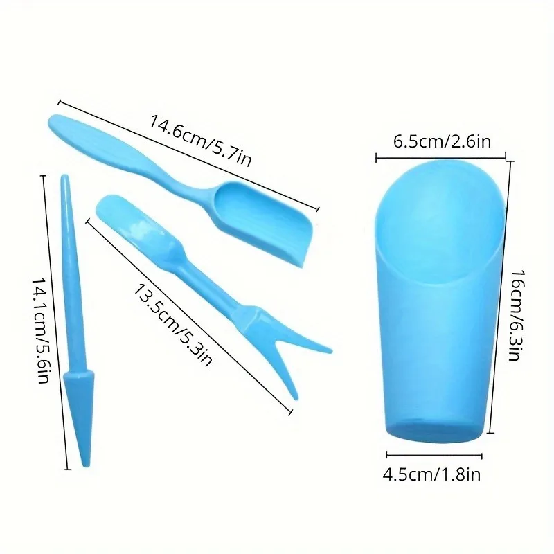 4pcs/set, Durable Bucket Shovel Potted Cultivation Cylinder Meat Plant Soil Shovel Garden Tools Mini Garden Planting Tools Set thumbnail 3