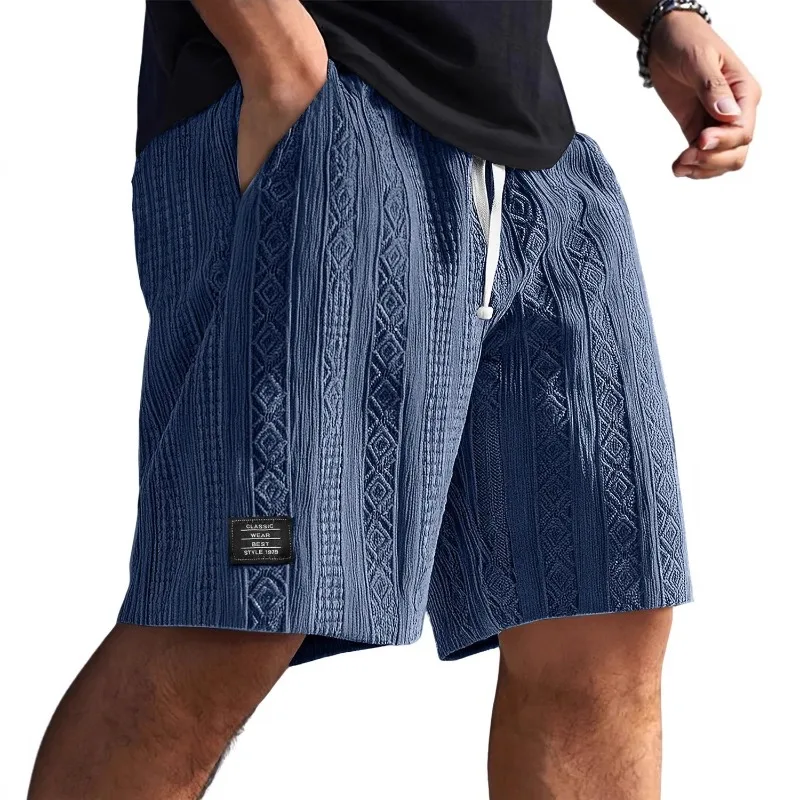 Men's Jacquard Casual Shorts Summer Harajuku Solid Sweatpants Fashion Men Short Pants Retro Men Clothes Roupas Streetwear New thumbnail 5