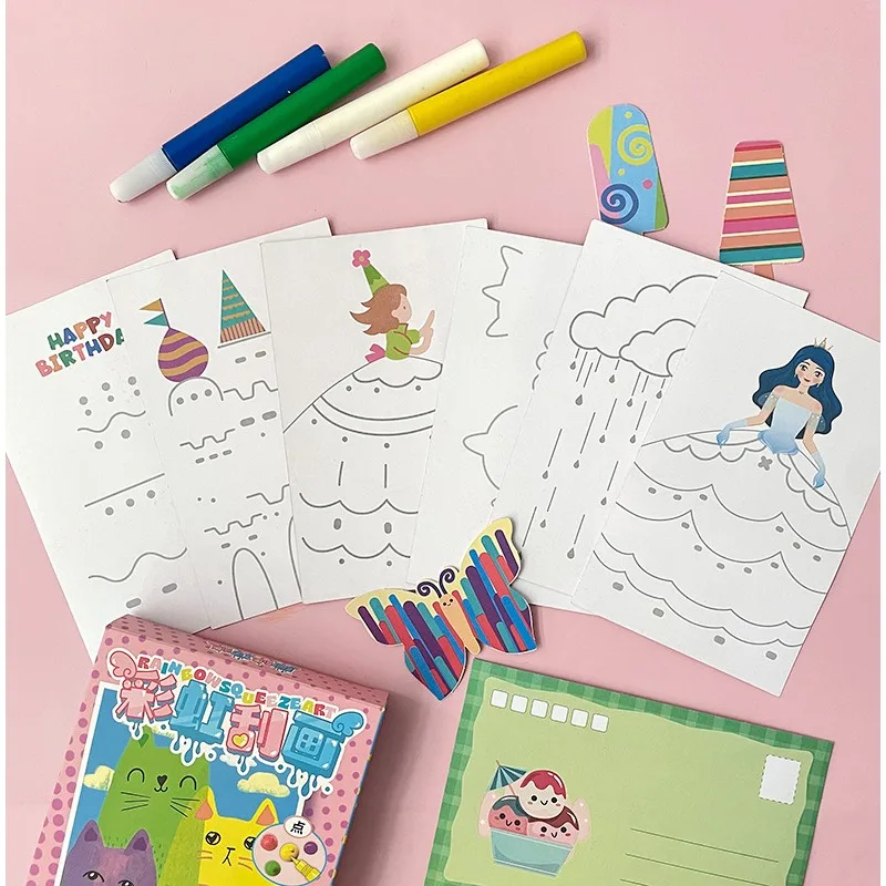 Cute Animal Scratch Paint Art Kit for Kids Color Painting Drawing Papers Squeegee Tools Art Supplies Creative Teaching DIY Craft thumbnail 5