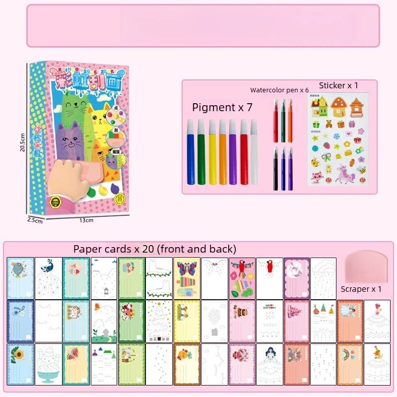 Cute Animal Scratch Paint Art Kit for Kids Color Painting Drawing Papers Squeegee Tools Art Supplies Creative Teaching DIY Craft thumbnail 6