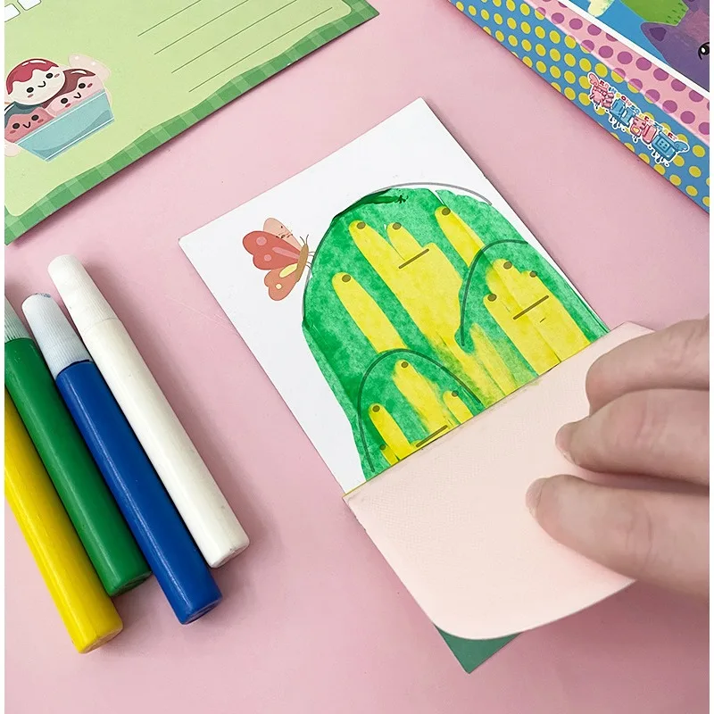 Cute Animal Scratch Paint Art Kit for Kids Color Painting Drawing Papers Squeegee Tools Art Supplies Creative Teaching DIY Craft thumbnail 2