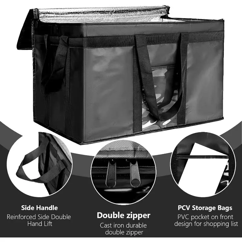 Reusable Insulated CoolerBag PremiumAluminum Foil Thermal Storage Bag Lightweight Portable ZipperLunch Bag for Camping Party Use thumbnail 4