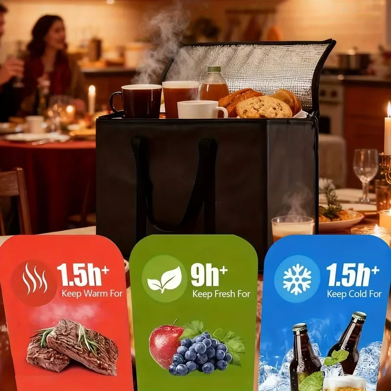 Reusable Insulated CoolerBag PremiumAluminum Foil Thermal Storage Bag Lightweight Portable ZipperLunch Bag for Camping Party Use thumbnail 3
