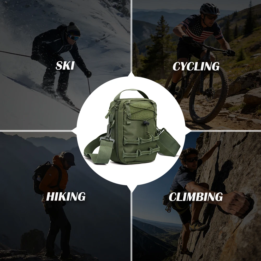 Tactical MOLLE Pouch for Climbing, Hiking, Skiing&Cycling, Crossbody Bag, Shoulder Bag, Handle Bag, Waist Bag, Outdoor Gear Bag thumbnail 6