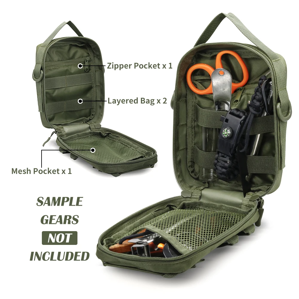 Tactical MOLLE Pouch for Climbing, Hiking, Skiing&Cycling, Crossbody Bag, Shoulder Bag, Handle Bag, Waist Bag, Outdoor Gear Bag thumbnail 3