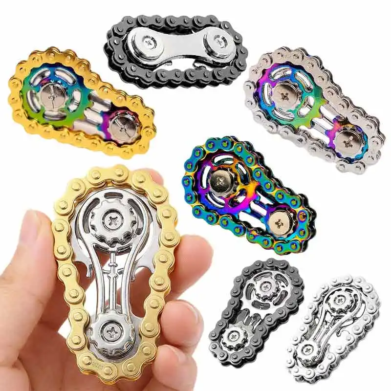 Sprocket Flywheel Fingertip Gyro Metal Fidget Spinner Antistress Anxiety Metal Bike Chains Decompression Toys for Adult Kid Gift