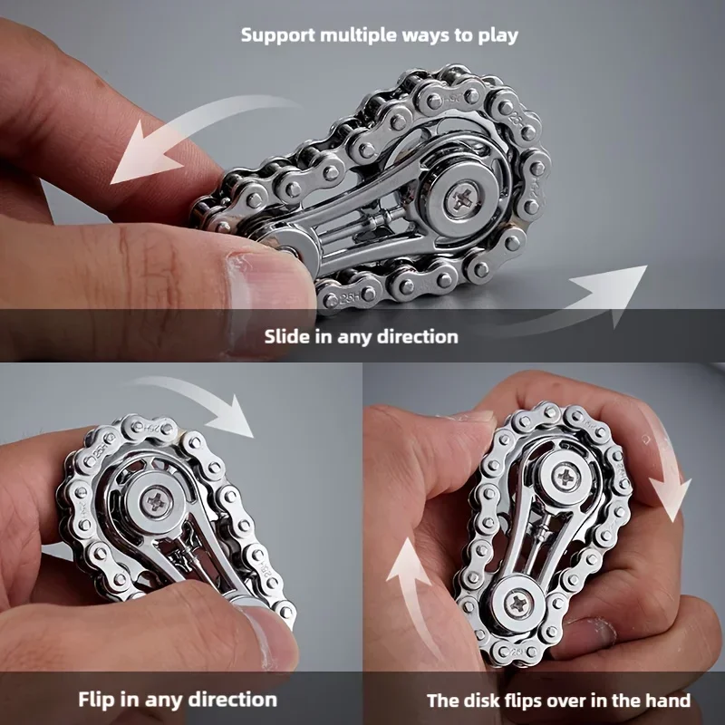Sprocket Flywheel Fingertip Gyro Metal Fidget Spinner Antistress Anxiety Metal Bike Chains Decompression Toys for Adult Kid Gift thumbnail 2
