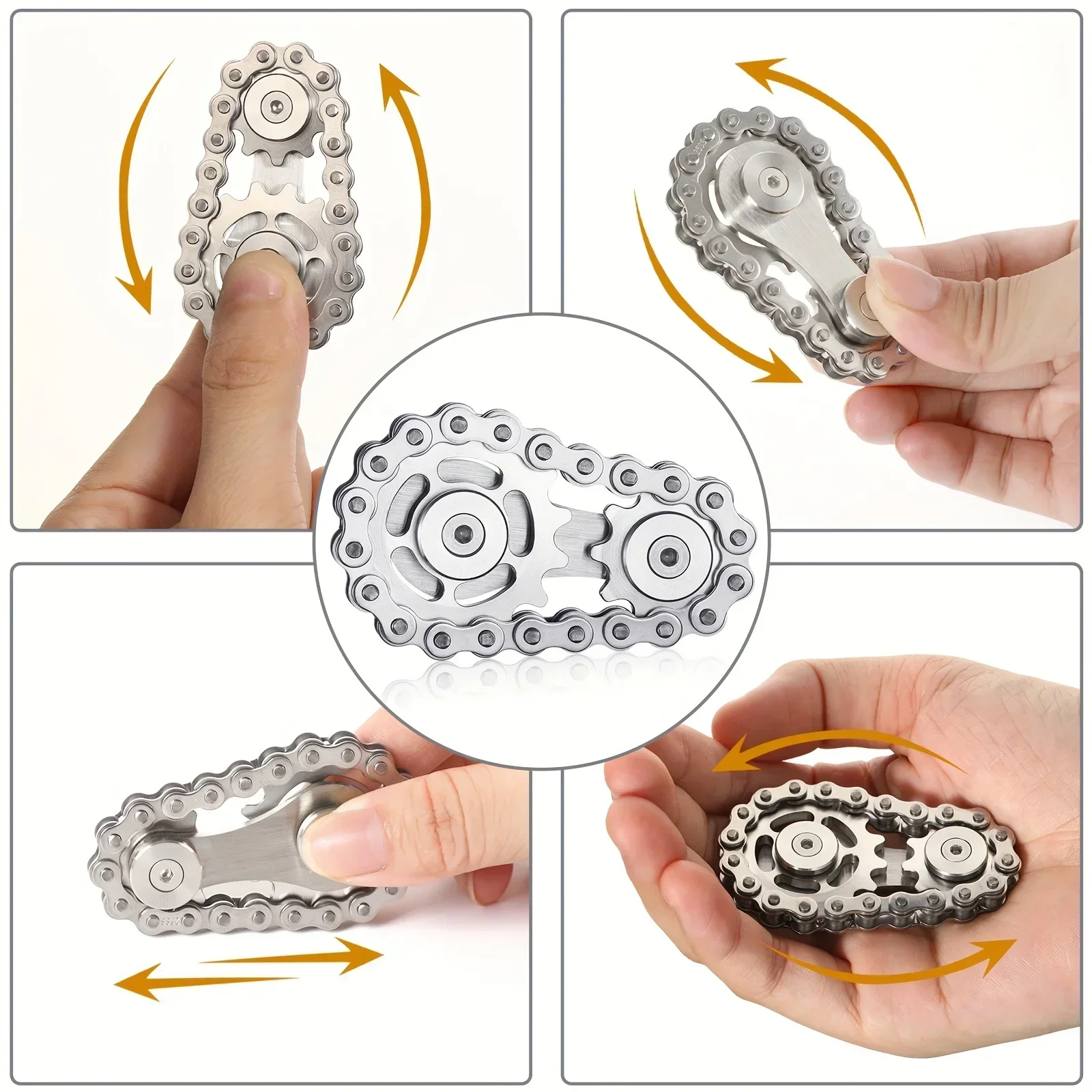 Sprocket Flywheel Fingertip Gyro Metal Fidget Spinner Antistress Anxiety Metal Bike Chains Decompression Toys for Adult Kid Gift thumbnail 3