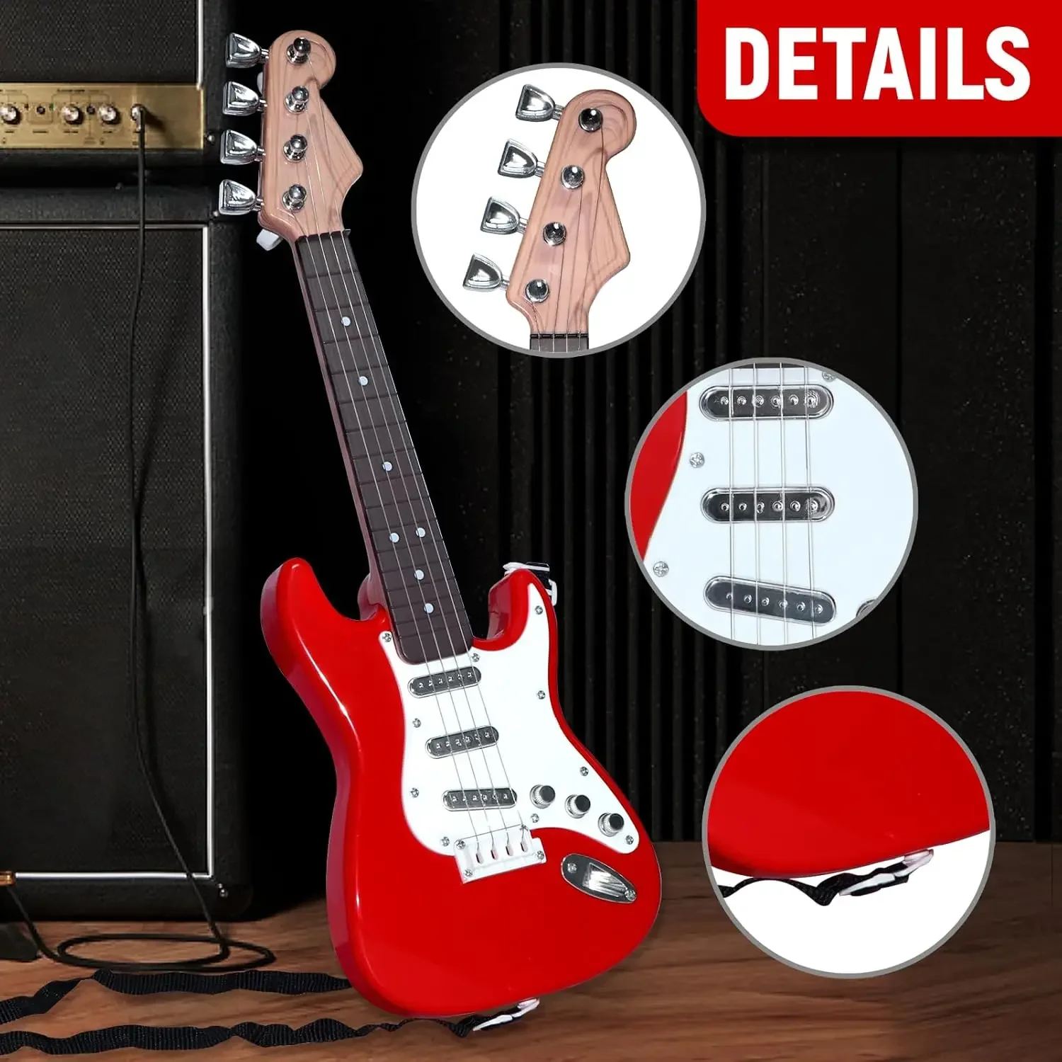 4-string electric guitar toy for children beginners, rechargeable electronic musical instrument, suitable for gifts and camping thumbnail 3
