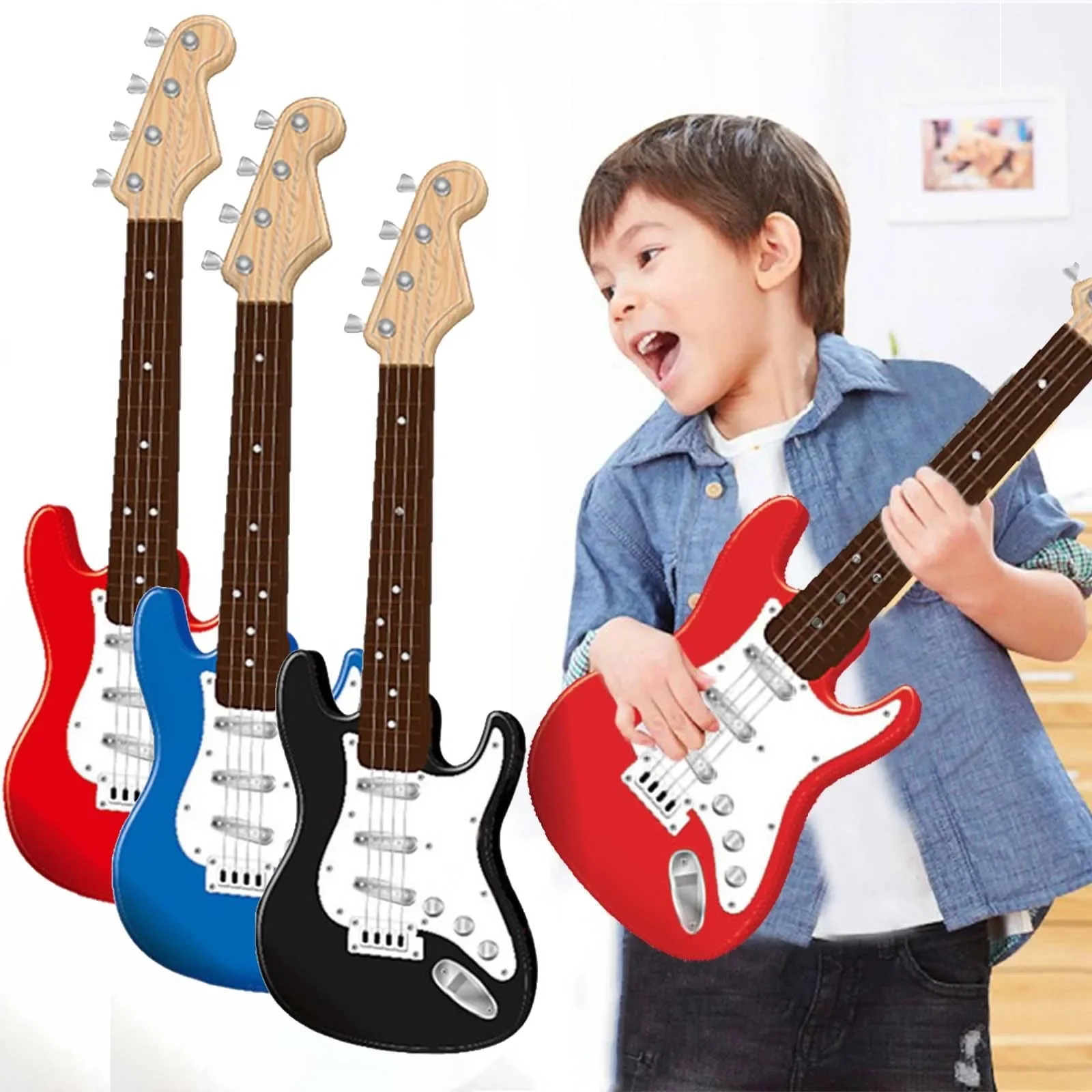 4-string electric guitar toy for children beginners, rechargeable electronic musical instrument, suitable for gifts and camping thumbnail 2