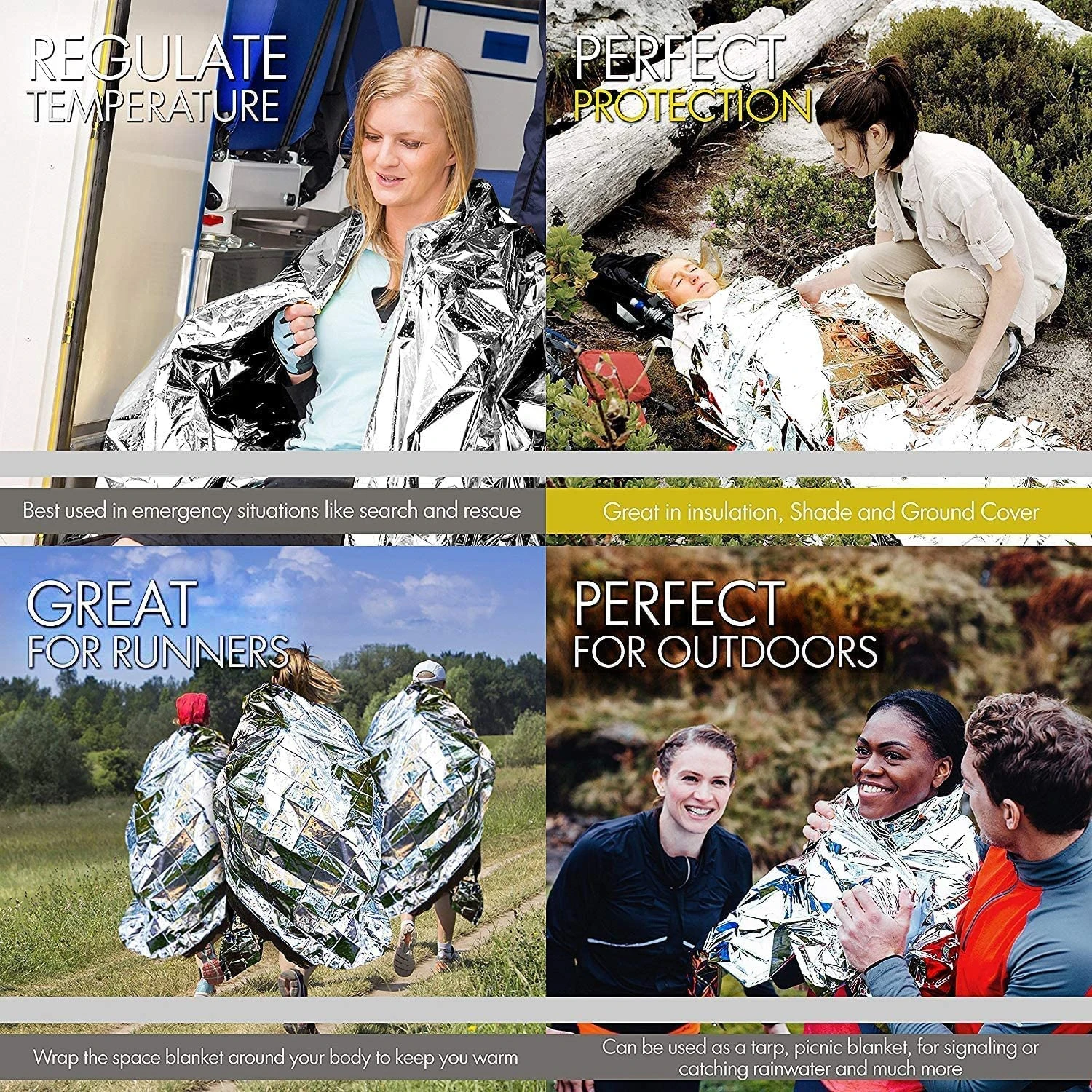 4pcs Emergency Blanket Mylar Thermal Foil Space Blanket Designed for NASA Body Warmer Outdoor First Aid Camping Hiking Travel thumbnail 6