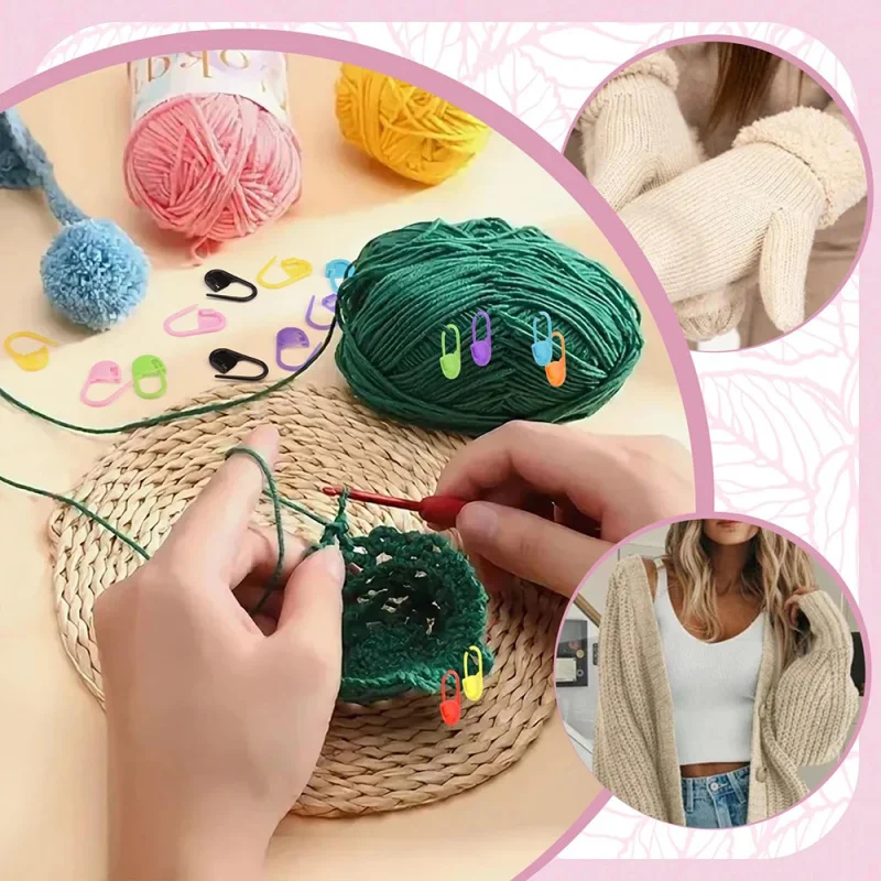 50/200/500pcs Knitting Crochet Tool, Locking Marking Buckle, Small Ring Pin, Sweater Counter, Plastic Counting Buckle thumbnail 3
