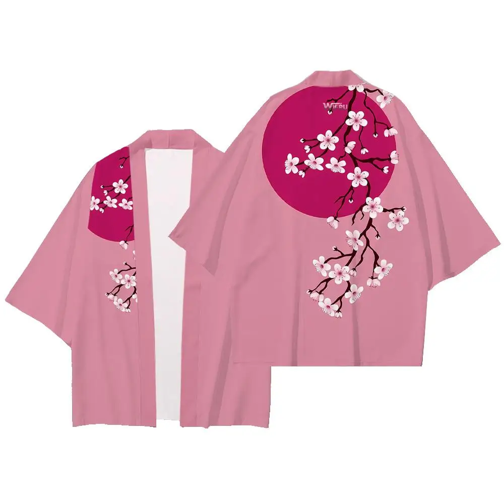 WIFRU Men's Women's Kimono Cardigan Japanese Cherry Blossom Print Haori Jacket Harajuku Style Asian Fashion Traditional clothing thumbnail 5