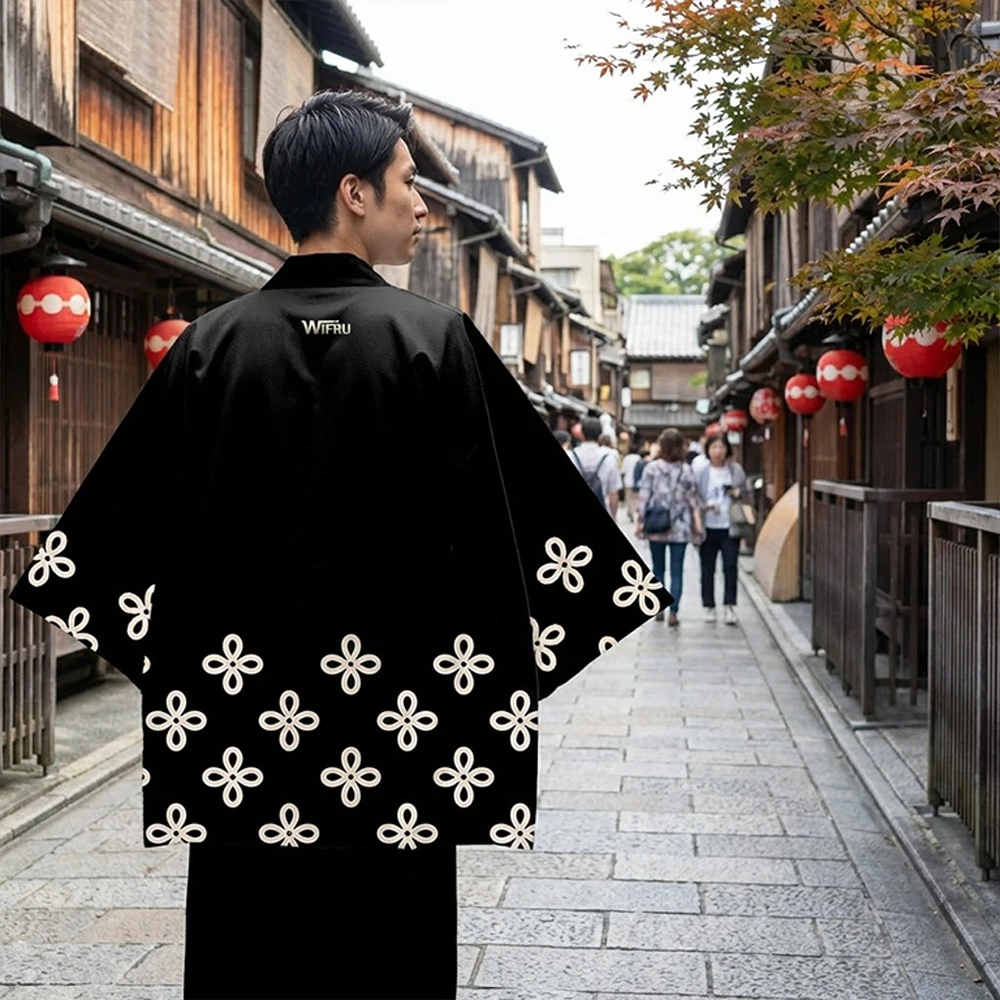 WIFRU Men's Women's Kimono Cardigan Japanese Cherry Blossom Print Haori Jacket Harajuku Style Asian Fashion Traditional clothing thumbnail 2