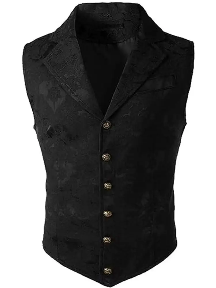 Men's Medieval Gothic Long Vest, Vintage Steampunk Victorian Costume Waistcoat, Halloween Cosplay Formal Jacket, Renaissance LAR