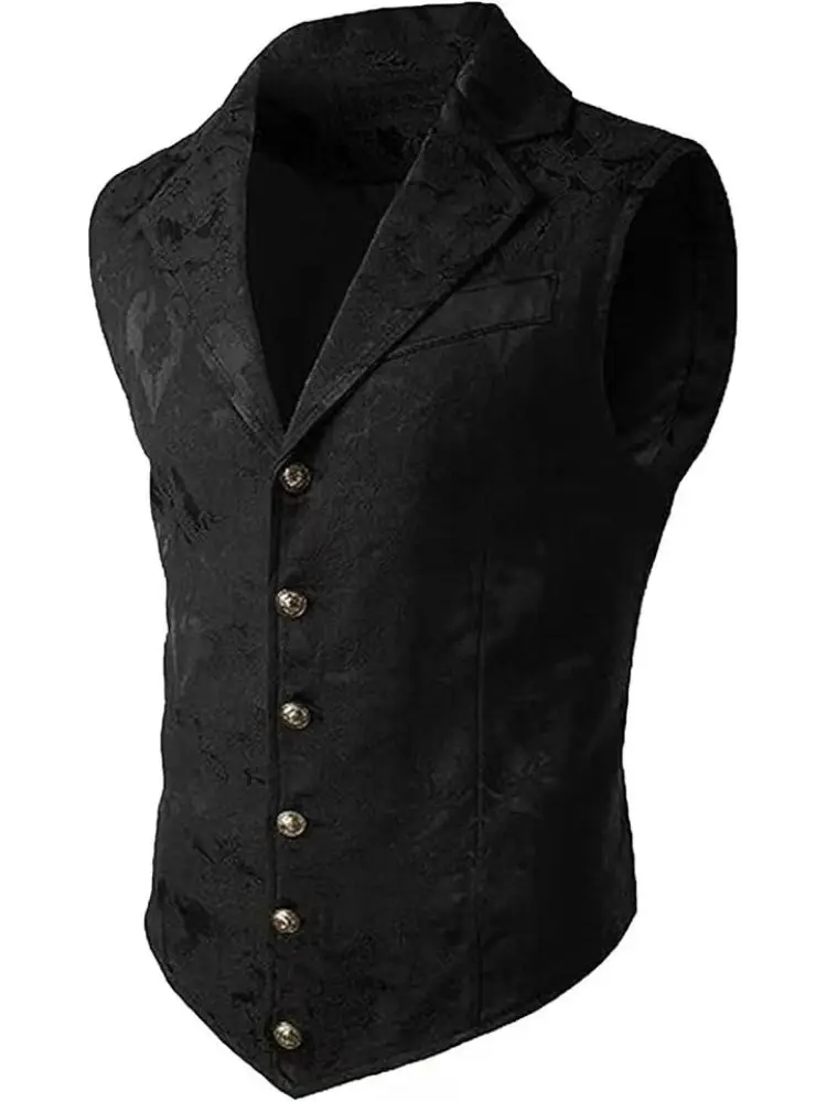 Men's Medieval Gothic Long Vest, Vintage Steampunk Victorian Costume Waistcoat, Halloween Cosplay Formal Jacket, Renaissance LAR thumbnail 4