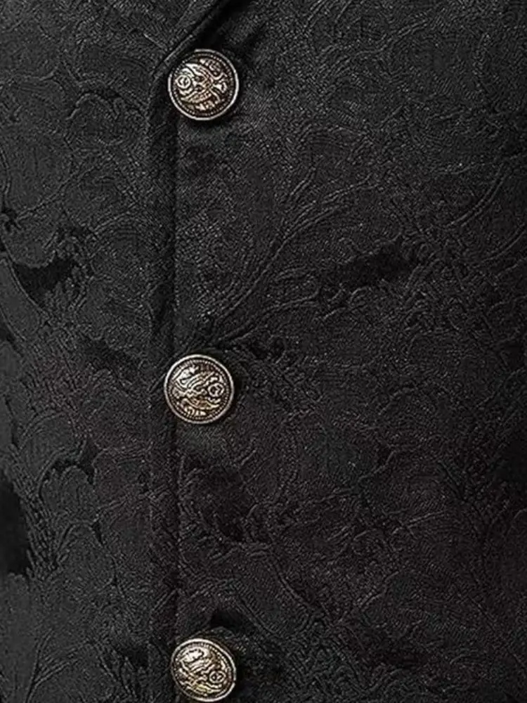 Men's Medieval Gothic Long Vest, Vintage Steampunk Victorian Costume Waistcoat, Halloween Cosplay Formal Jacket, Renaissance LAR thumbnail 3