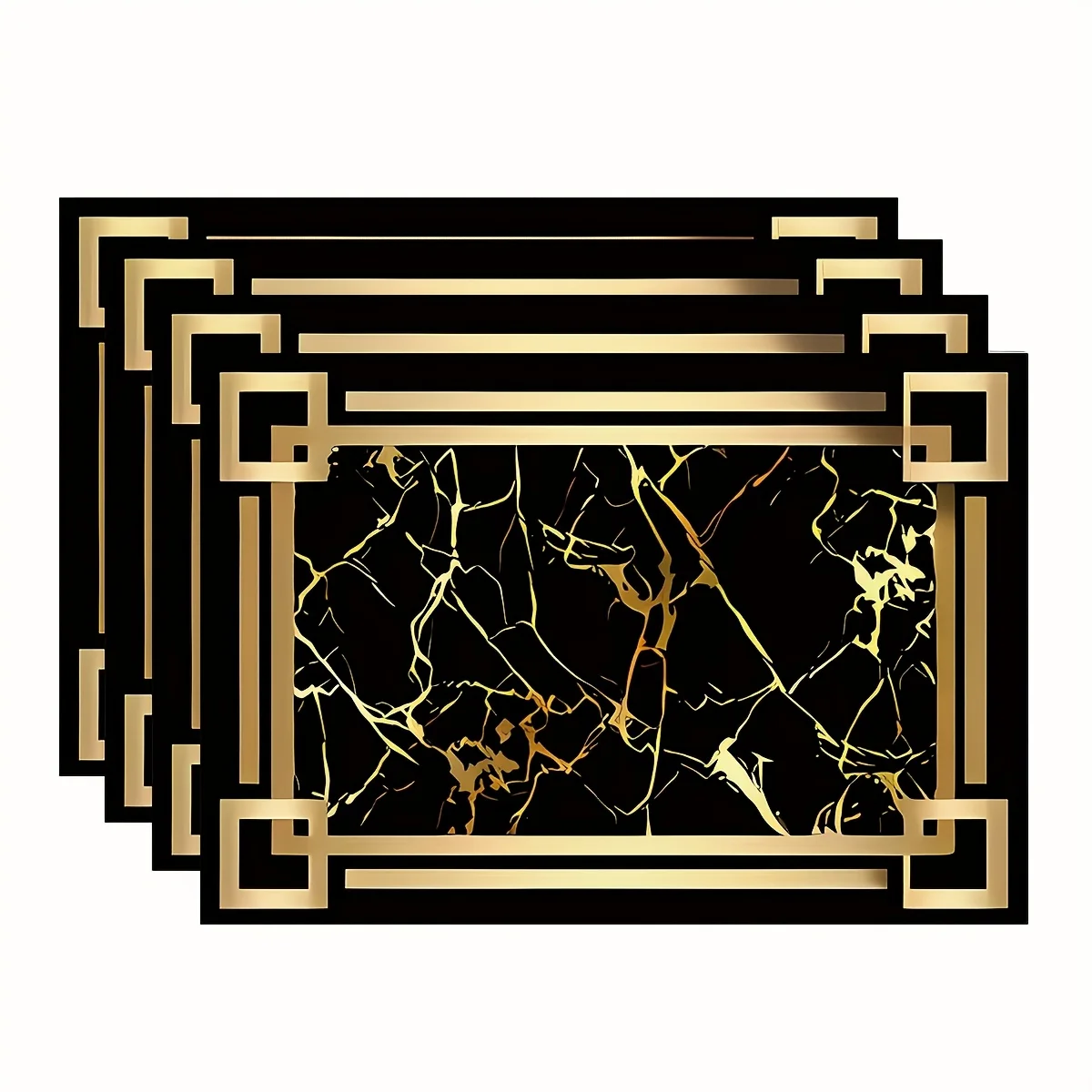 1pc Black and gold element patterned kitchen linen placemats, suitable for home dining table decoration, ideal gift decoration. thumbnail 6