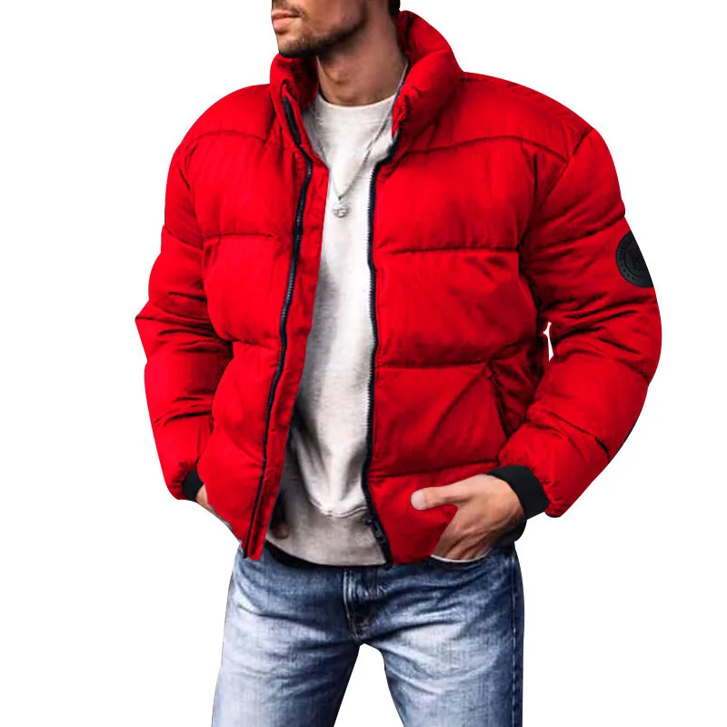 Thickened Winter Cotton Jacket for Men Stand Collar down Cotton Coat Stylish Urban Fashion Casual Wear Polyester Fiber thumbnail 3