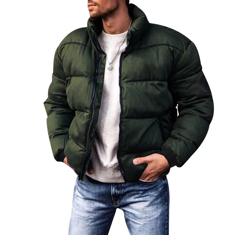Thickened Winter Cotton Jacket for Men Stand Collar down Cotton Coat Stylish Urban Fashion Casual Wear Polyester Fiber thumbnail 4
