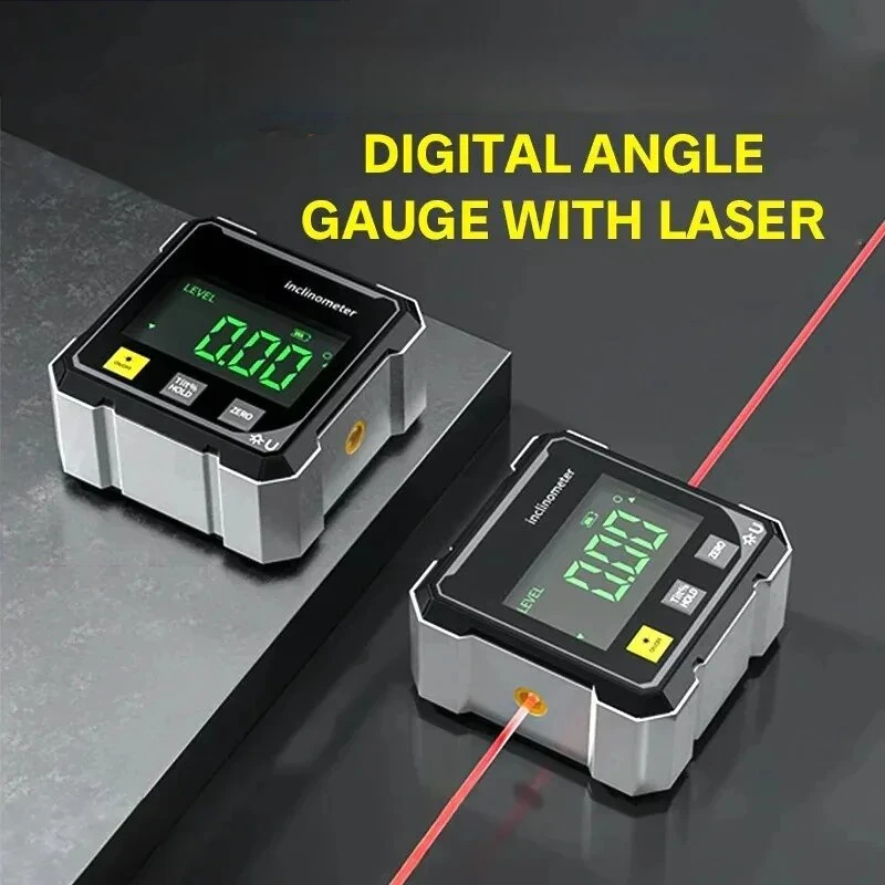 NEW 2-Side Magnetic Digital Angle Gauge With Laser Electronic Protractor Horizontometer Inclinometer Angle Ruler Slope Measuring thumbnail 5