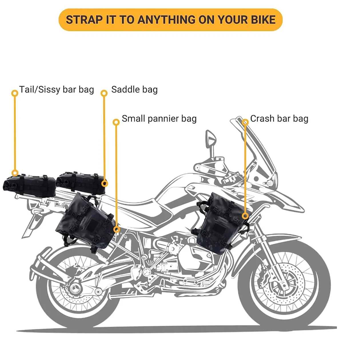 Black Motorcycle Side Frame Crash Bars Bag Repair Tools Placement Bag Multi-functional Motor Tank Bag 8L 10L 12L Waterproof Bags thumbnail 6