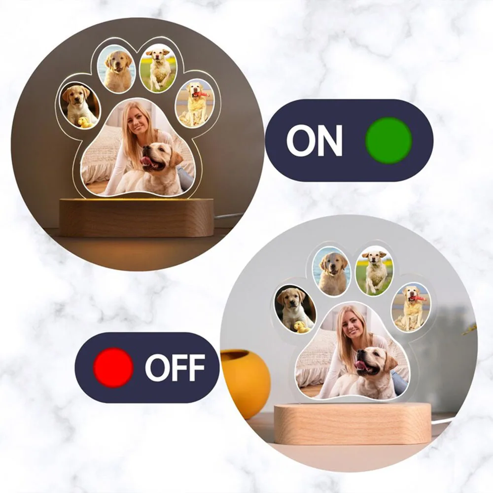 Custom Pet Photo Night Light Wooden Base Dog Memorial Remembrance Gift LED Soft Light Home Decoration Personalized Sympathy Gift thumbnail 5