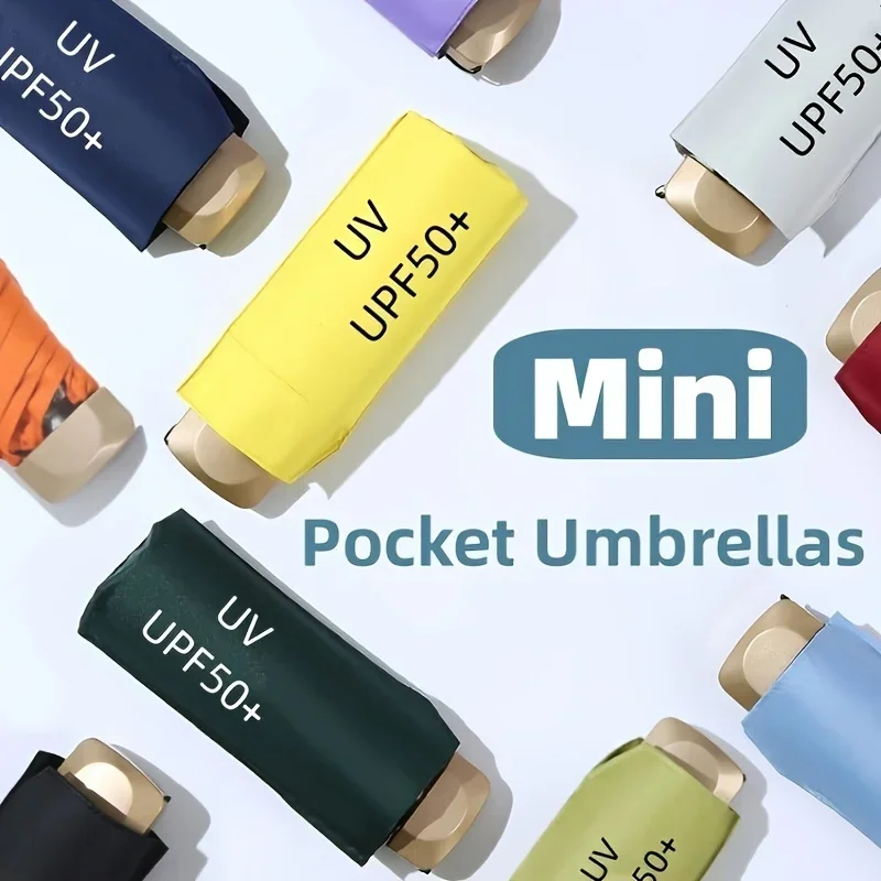Low Price Promotion Mini Sun Umbrella Pocket Rain Umbrella Vinyl Folding UV Ultraviolet Protection Sun Shade Pocket Parasol thumbnail 3