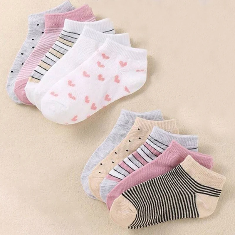10 Pairs kids cute heart print ankle socks, unisex boys and girls soft comfortable children socks multi-color thumbnail 3