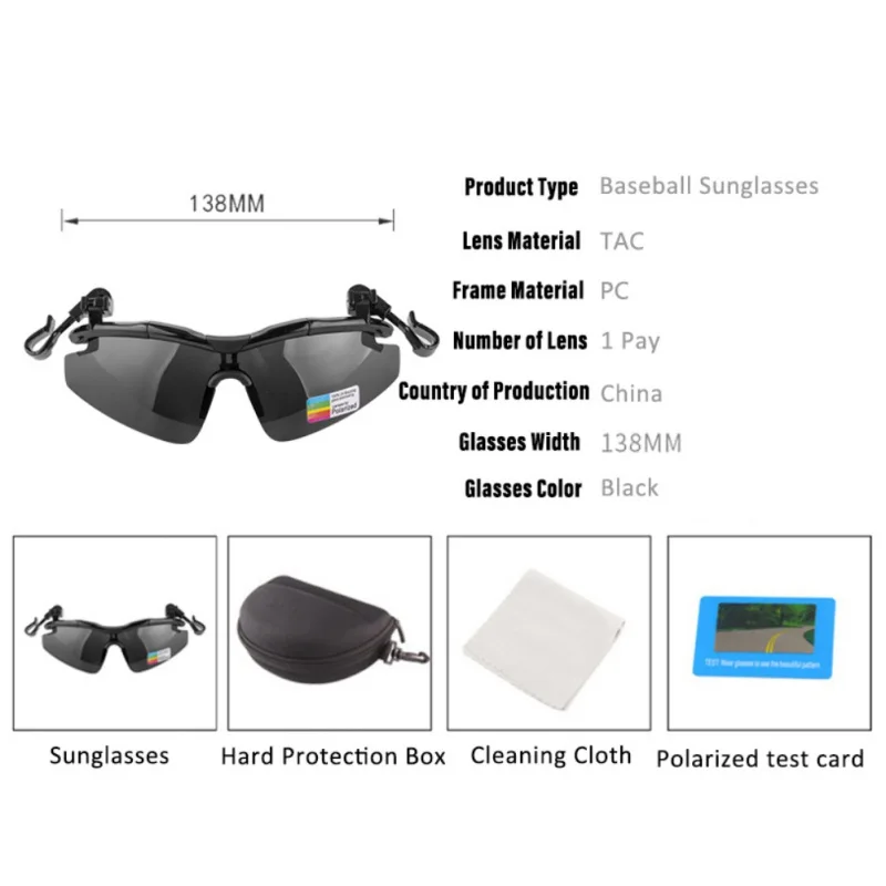 Polarized Fishing Hat Visor Clip-On Sunglasses - UV400 Protection for Golf Biking Hiking Sport Eyewear thumbnail 4