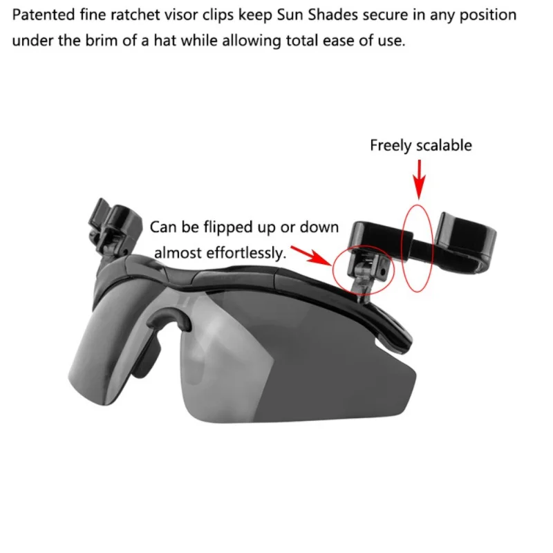 Polarized Fishing Hat Visor Clip-On Sunglasses - UV400 Protection for Golf Biking Hiking Sport Eyewear thumbnail 5