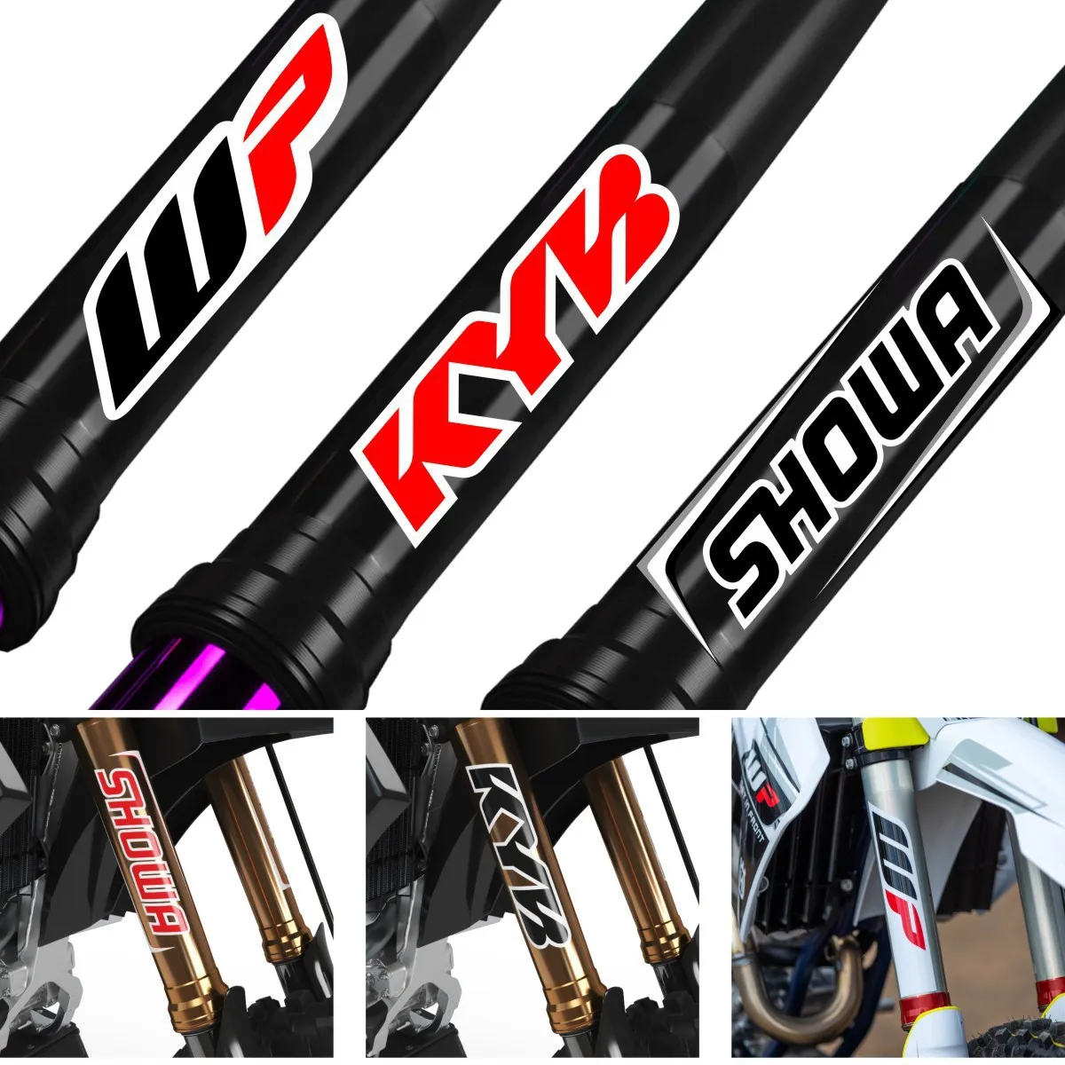 Motorcycle Front Fork Stickers Motocross Waterproof Fork Decal for Showa KYB WP Shocks Cool Vinyl Durable Suspension Decals thumbnail 2