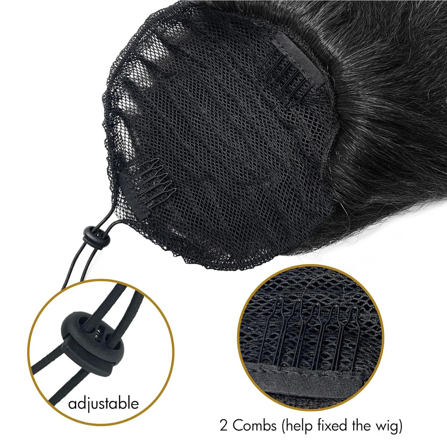 Yaki Straight Clip-In Ponytail Extension with Bangs for - Heat-Resistant Synthetic Hairpiece, Looking Drawstring Ponytails thumbnail 3