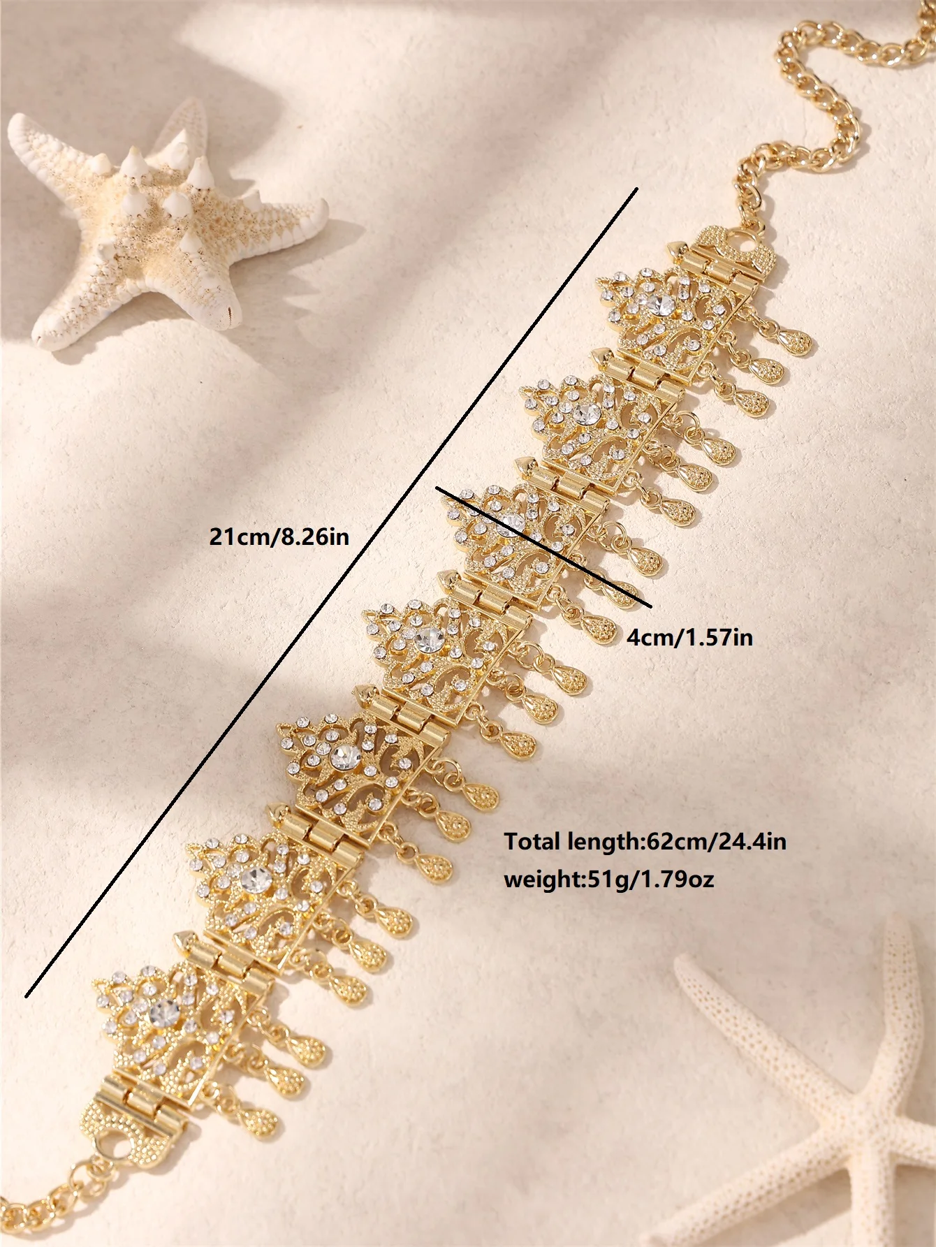 Algerian Women's Vintage Head Chain Middle Eastern Bridal Wedding Festival Party Evening Ramadan Clothing Accessory thumbnail 2