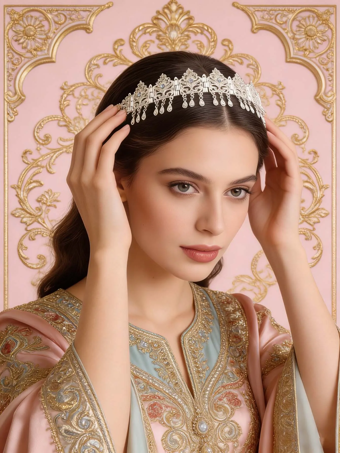 Algerian Women's Vintage Head Chain Middle Eastern Bridal Wedding Festival Party Evening Ramadan Clothing Accessory thumbnail 5