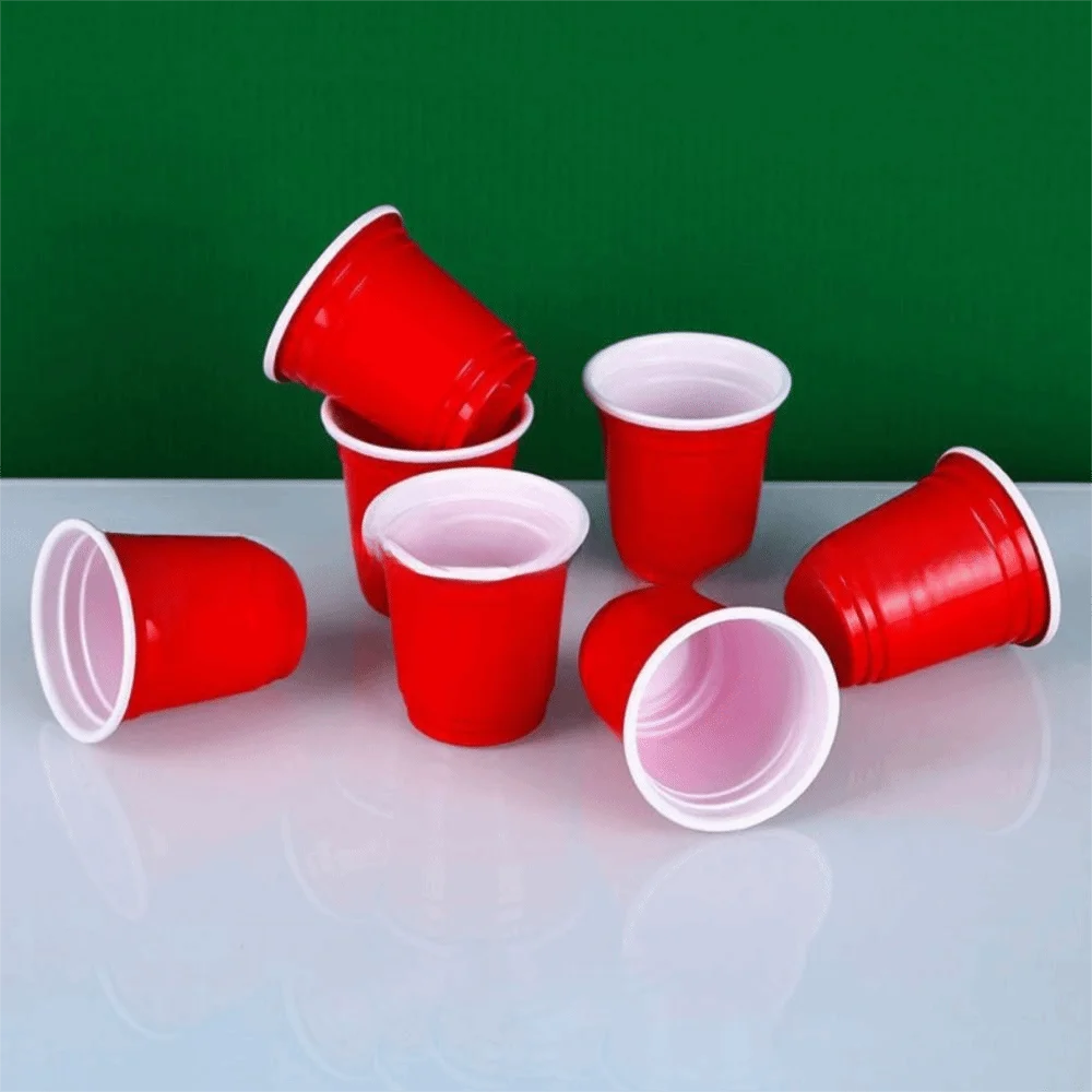 50PCS High Quality Red Disposable Cup Plastic 59ml/2oz Mini Wine Cup Disposable Tableware Home Dinning Bar thumbnail 2