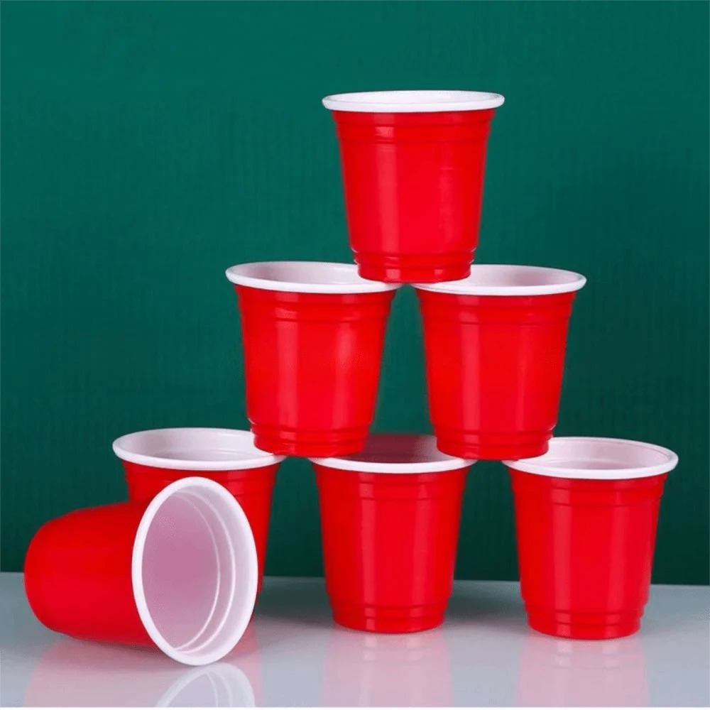 50PCS High Quality Red Disposable Cup Plastic 59ml/2oz Mini Wine Cup Disposable Tableware Home Dinning Bar thumbnail 4