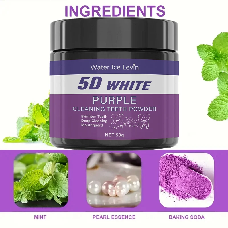 5D White Purple Cleaning Teeth Powder: All-Round Protection, Brightens Teeth, Deep Cleans, Moisturizes & Freshens Breath thumbnail 5