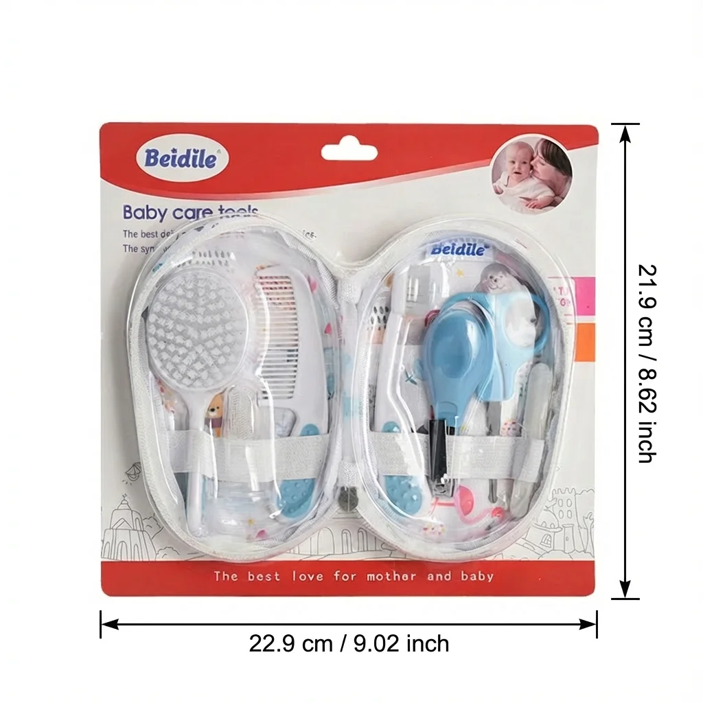 Baby Grooming Kit & Healthcare Set - 7-in-1 Newborn Essentials with Nail Clipper, Hair Brush, Comb, Finger Toothbrush thumbnail 2