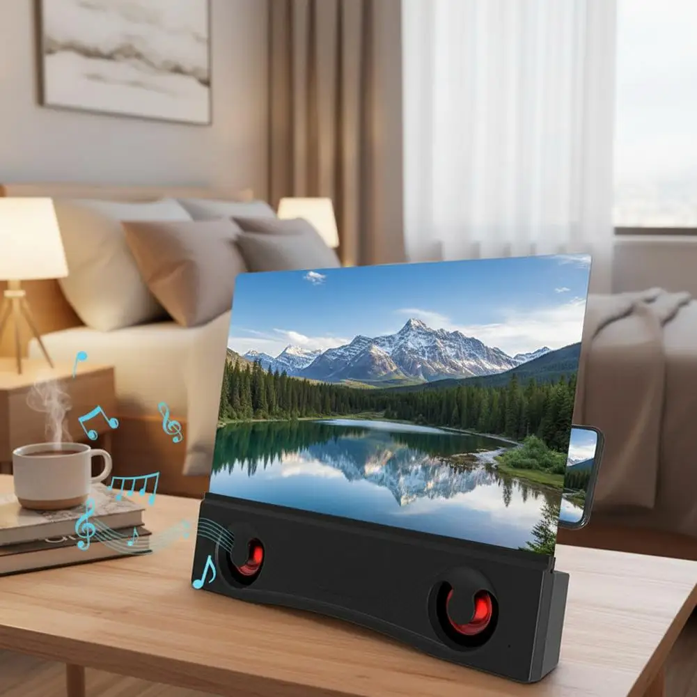 Magnifying Stand Universal Phone Screen Magnifier Bluetooth Stereo Speaker HD Video Amplifier Stand for Android & IOS Smartphone thumbnail 3