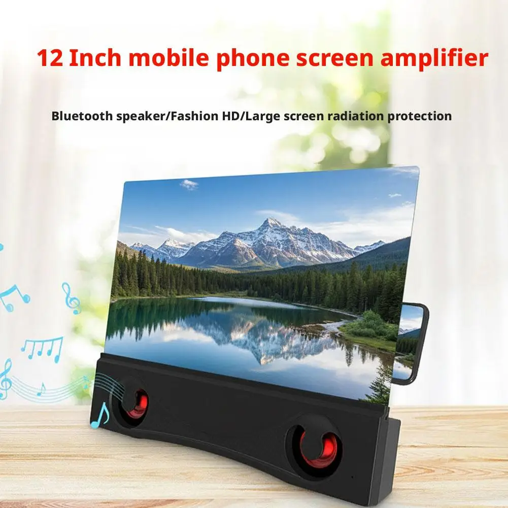 Magnifying Stand Universal Phone Screen Magnifier Bluetooth Stereo Speaker HD Video Amplifier Stand for Android & IOS Smartphone thumbnail 2